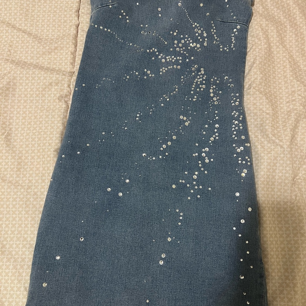 Forever 21 Blue Denim Skirt with Rhinestones